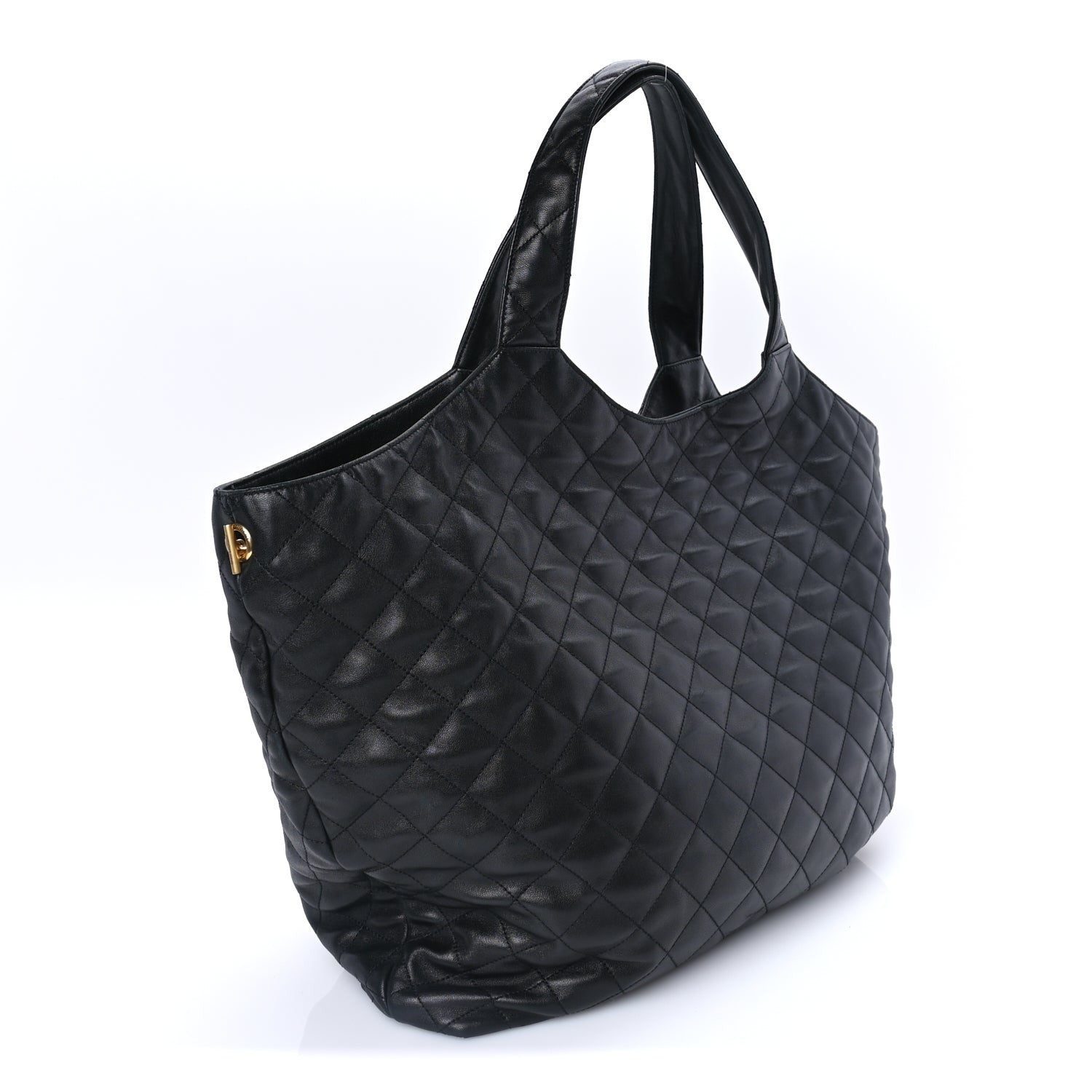 Saint Laurent Lambskin Quilted Maxi Icare Shopping Tote Black 3 of 7