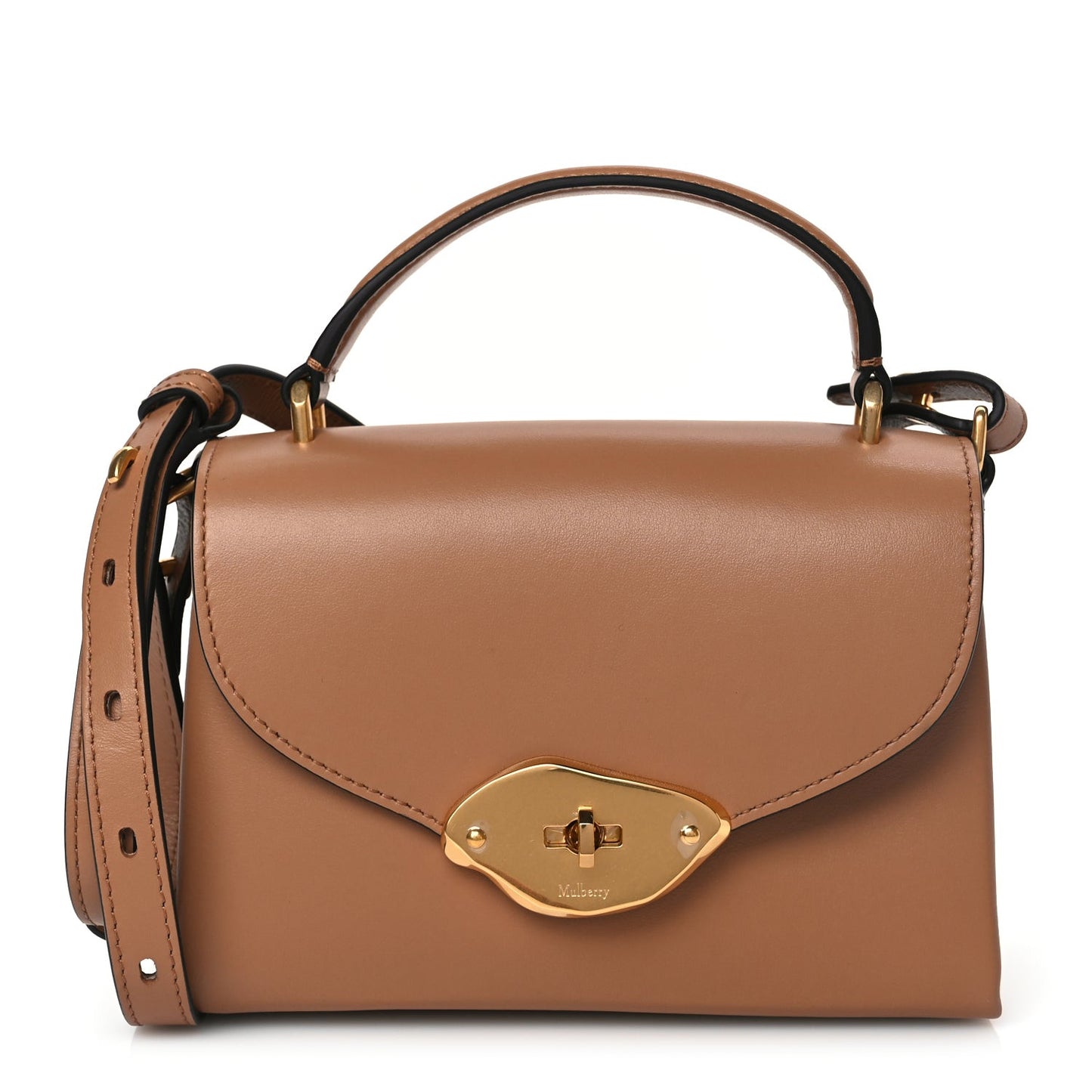 High Gloss Calfskin Lana Small Top Handle Sable