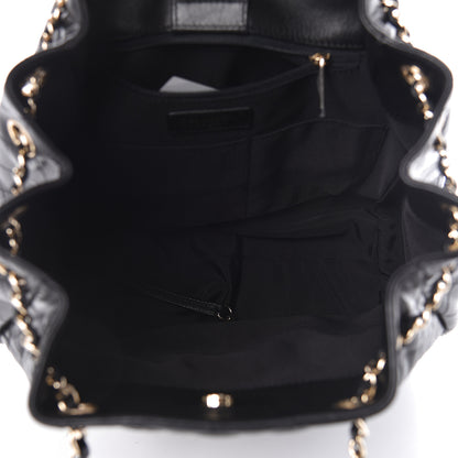 Chanel Lambskin Quilted Large Drawstring Bag Black 7 of 11