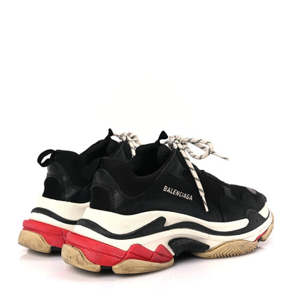 Balenciaga Fabric Mesh Washed Effect Mens Triple S Sneakers 43 Black Red 5 of 9