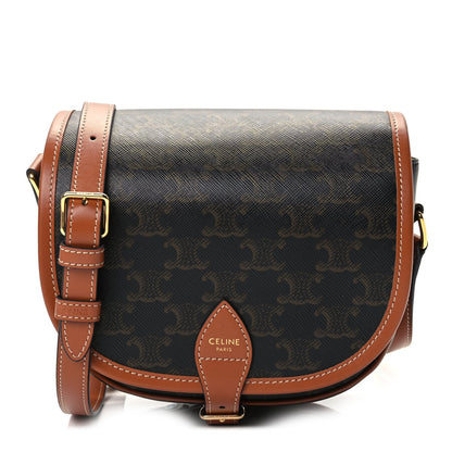 Celine Triomphe Canvas Medium Folco Bag Tan 1 of 8