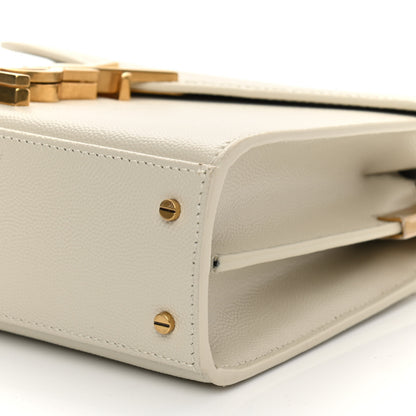 Saint Laurent Grain de Poudre Mini Classic Monogram Cassandra Top Handle Vintage White 10 of 10