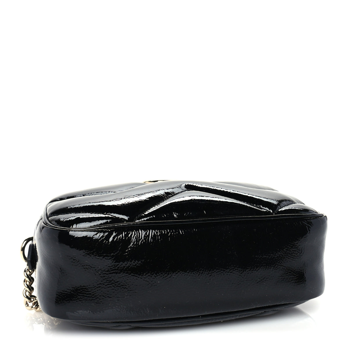 Patent Lambskin Matelasse Small GG Marmont Camera Bag Black