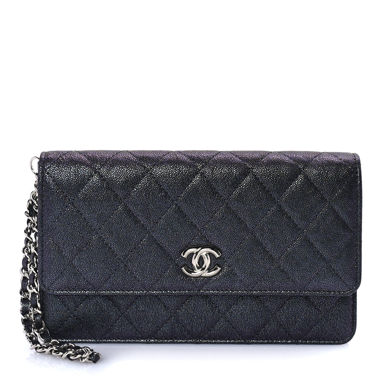 Chanel Iridescent Caviar Quilted Classic Pouch Clutch  Black 1 of 8