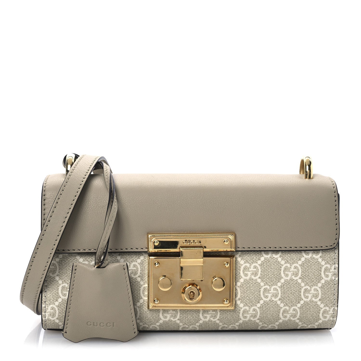 Gucci GG Supreme Monogram Calfskin Mini Padlock Shoulder Bag Beige Mystic White Oatmeal 1 of 7