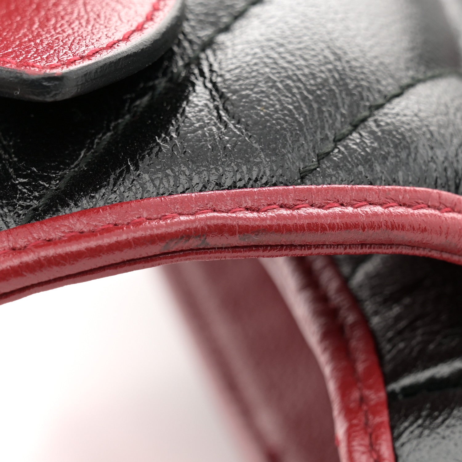 Gucci Vintage Effect Calfskin Matelasse Diagonal Small Torchon GG Marmont Top Handle Shoulder Bag Black Romantic Cherry 13 of 14