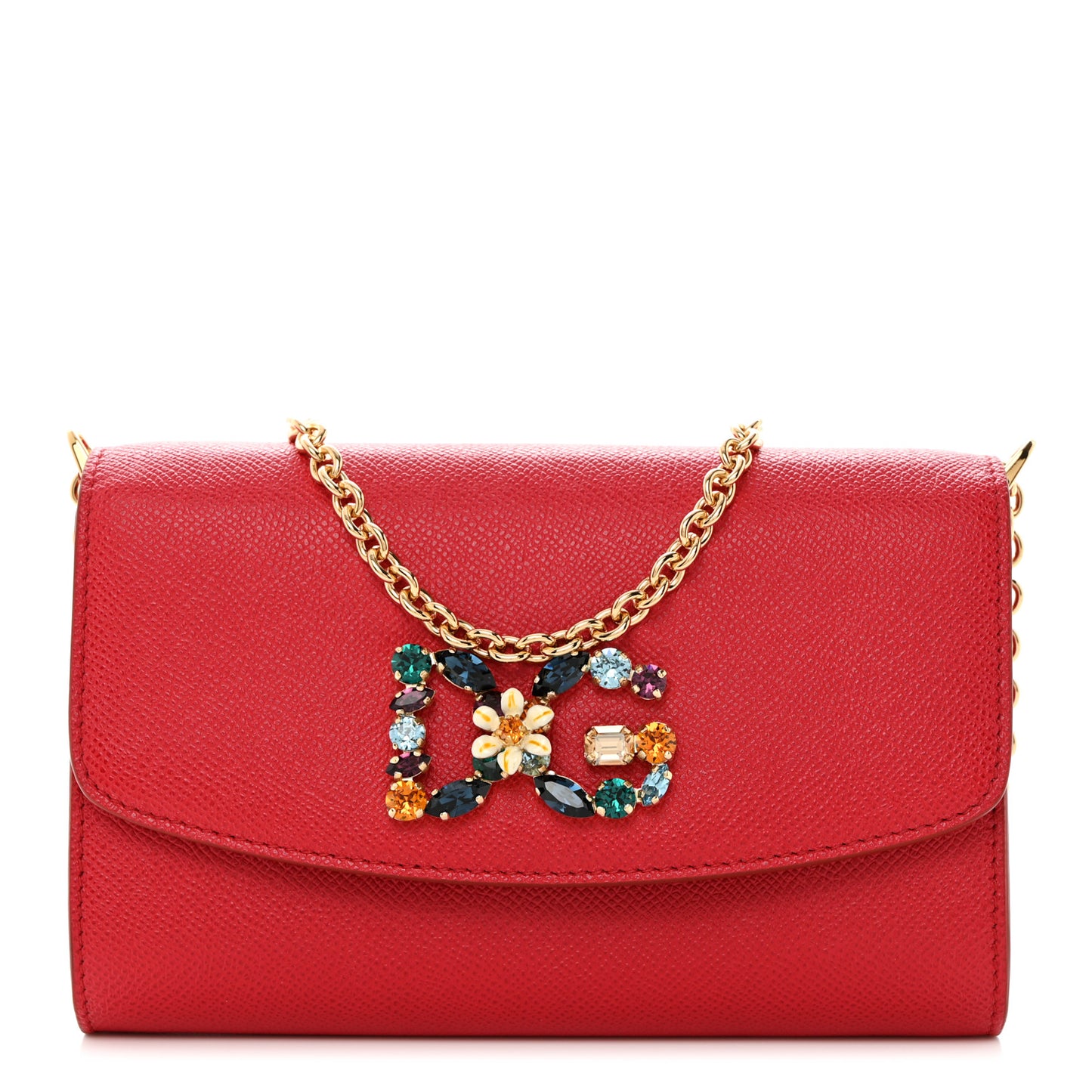 Dauphine Crystal Wallet On Chain Red