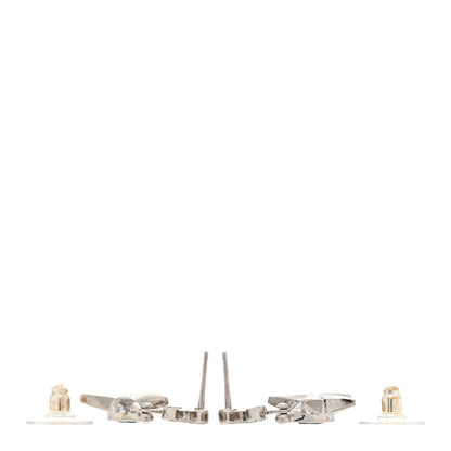 Chanel Crystal CC Star Earrings Silver Green 3 of 5