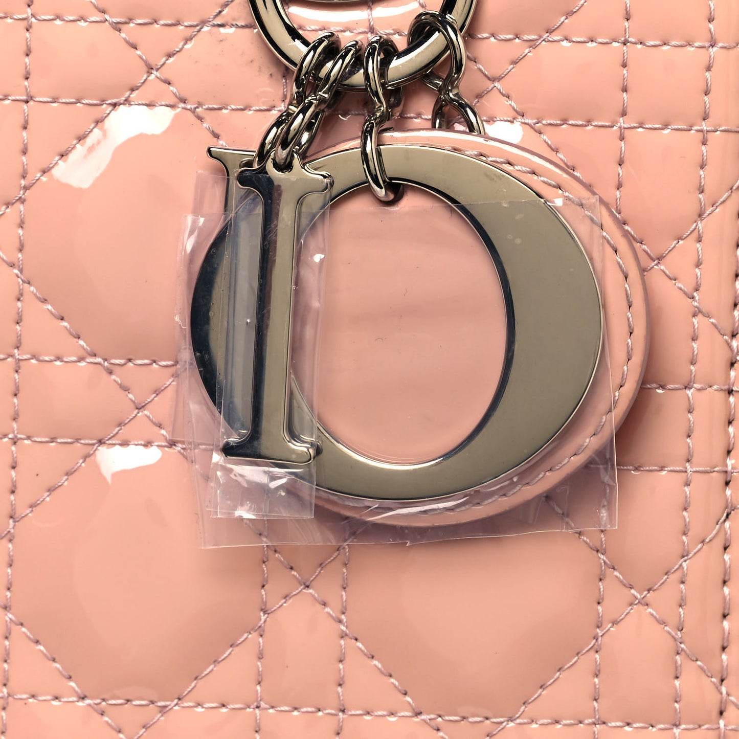 Patent Cannage Medium Lady Dior Rose Clair