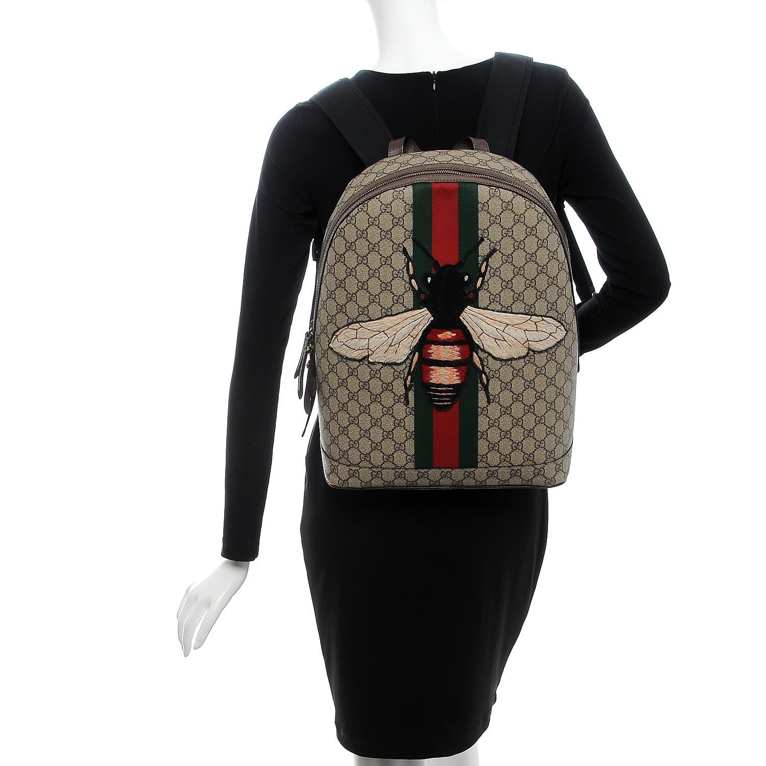 Gucci GG Supreme Monogram Web Animalier Bee Dome Backpack 2 of 9