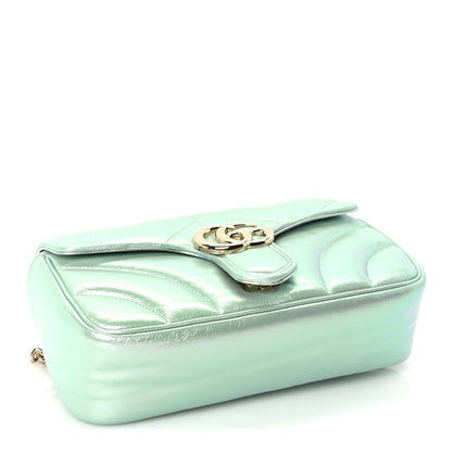 Gucci Iridescent Nappa Chevron Matelasse Small GG Marmont Shoulder Bag Iridescent Salvy Green 3 of 9