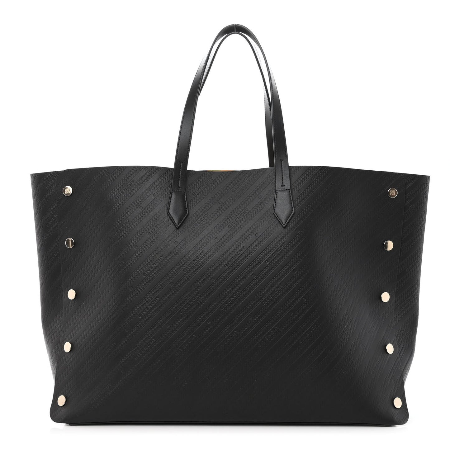Calfskin Chain Embossed Large Bond Shopper Tote Black