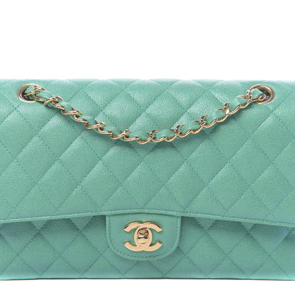 Chanel Iridescent Caviar Quilted Medium Double Flap Green 10 of 12