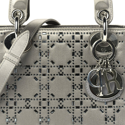 Christian Dior Satin Crystal Cannage Mini Lady Dior Grey 6 of 8