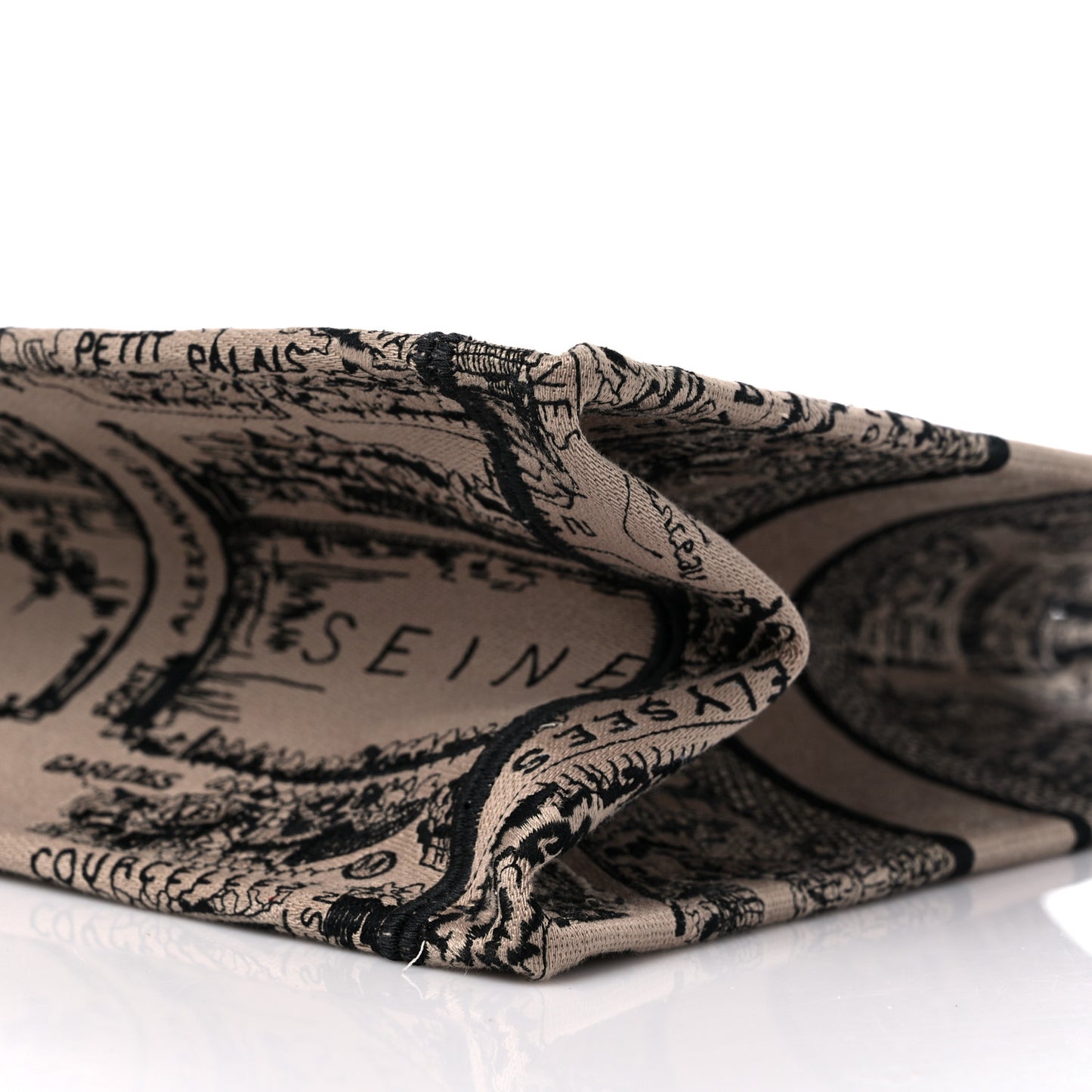 Canvas Embroidered Medium Plan De Paris Book Tote Beige Multi