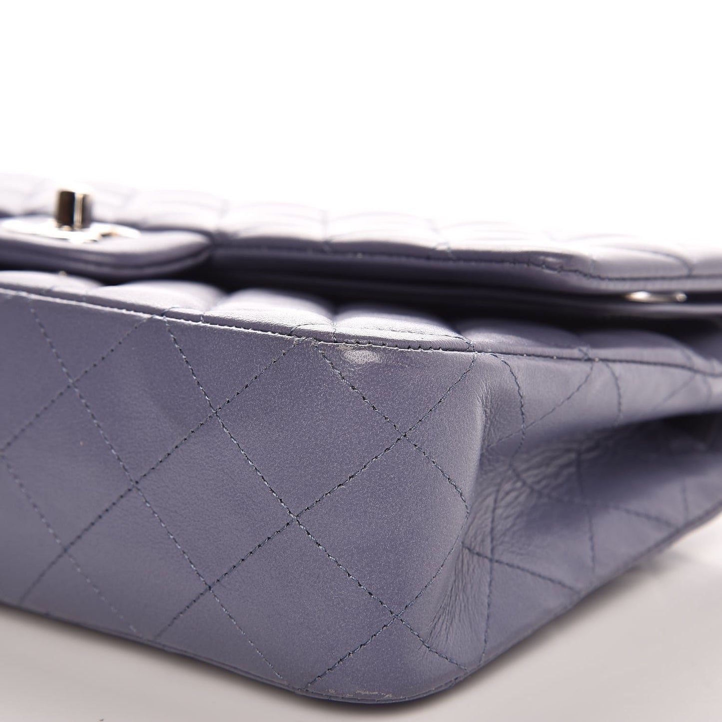 Lambskin Quilted Medium Double Flap Light Purple