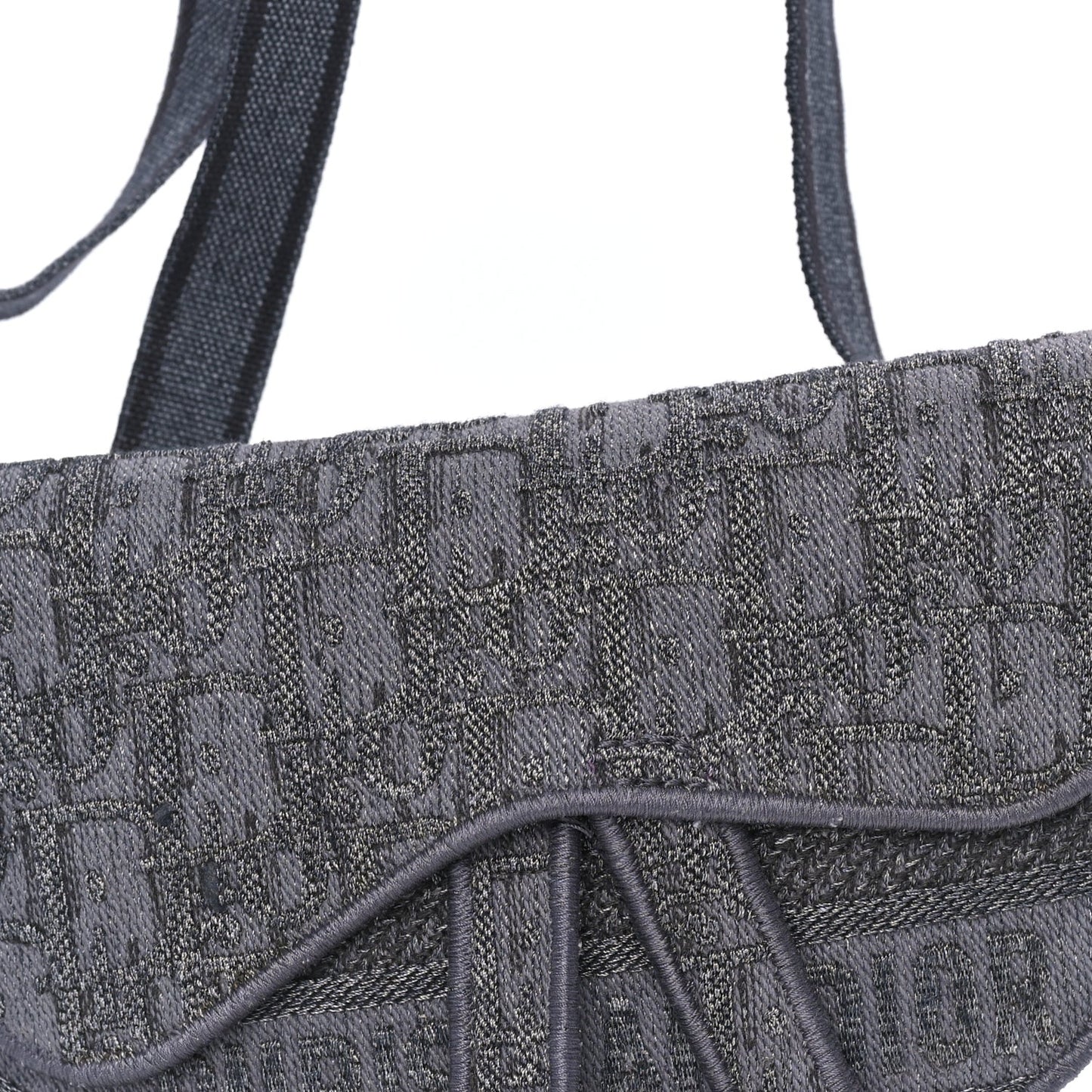 Oblique Embroidered Saddle Belt Pouch  Grey