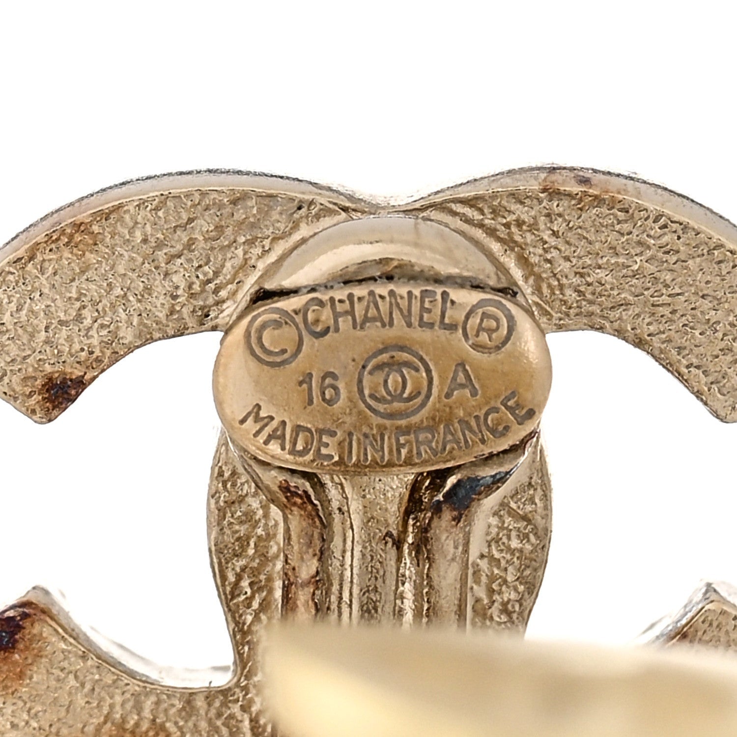 Chanel Pearl Crystal CC Drop Clip On Earrings Gold White 4 of 4