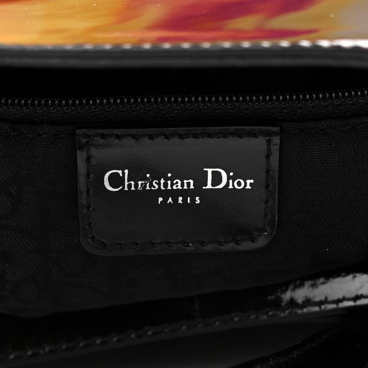 Patent Crystal Embellished Canvas Lips Print Tote Black Multicolor