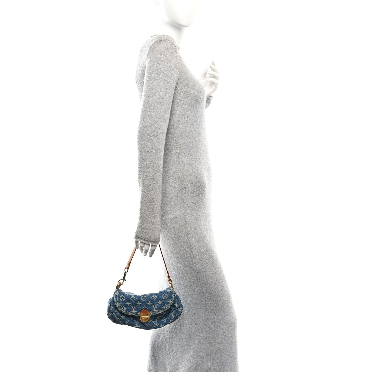 Monogram Denim Mini Pleaty Blue