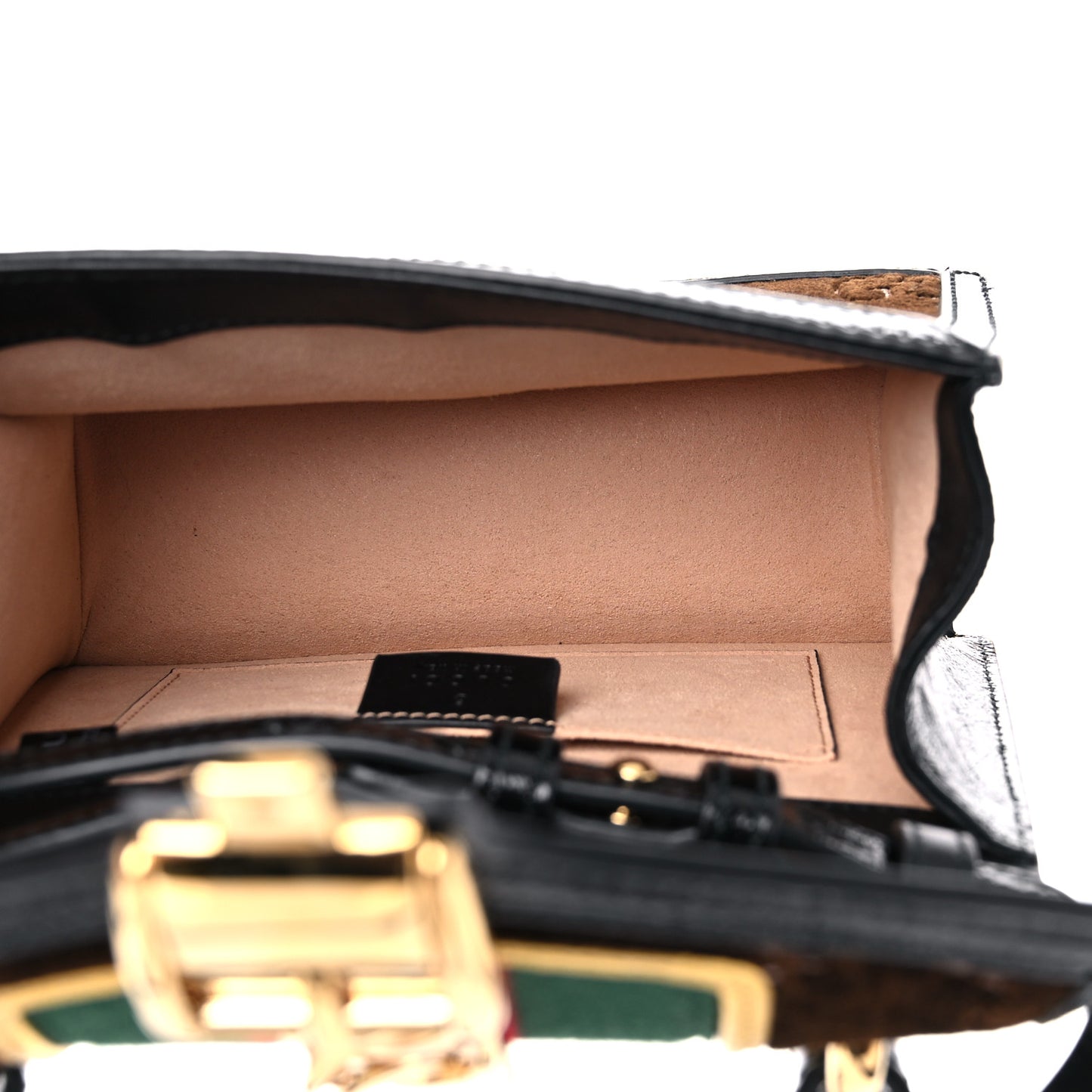 Velvet GG Monogram Web Mini Sylvie Top Handle Bag Brown Black Oro Vecchio