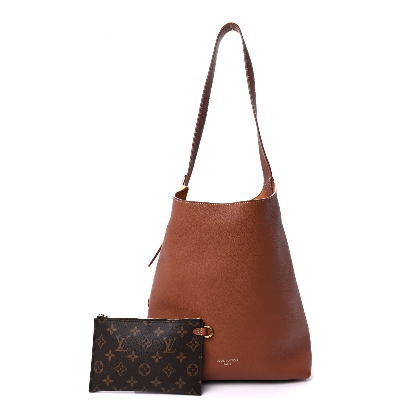 Grained Calfskin Low Key Hobo MM Cognac