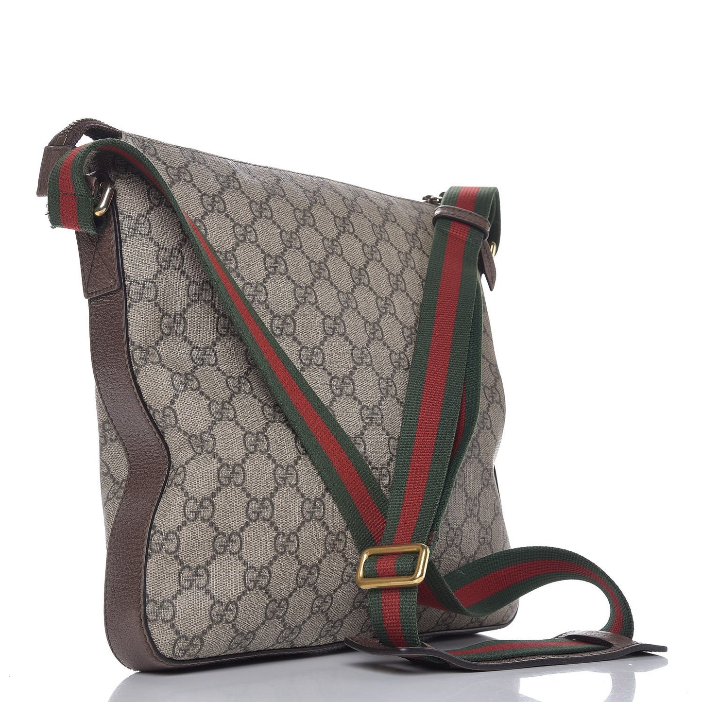 Soft GG Supreme Monogram Courrier Web Medium Flat Messenger Bag Beige New Acero Multicolor