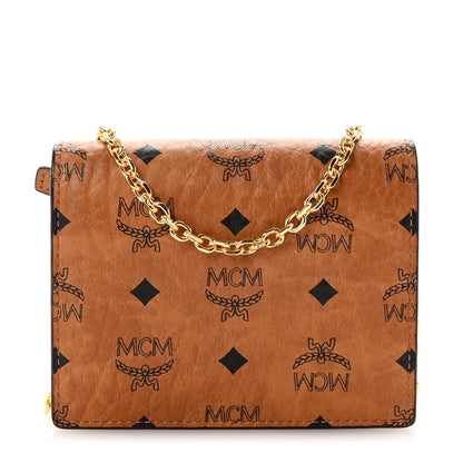 MCM Visetos Original Mini Chain Wallet Cognac 1 of 7