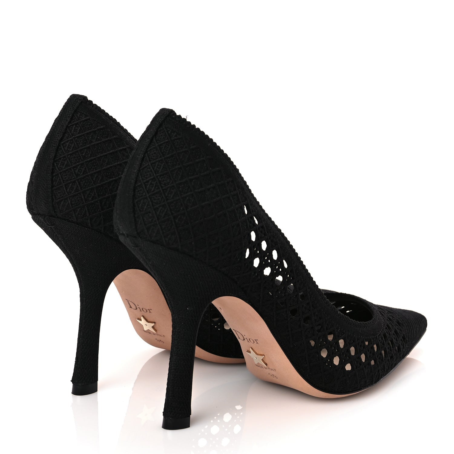 Christian Dior Mesh Cotton Cannage Dior Capture 100mm Pumps 39 Black 4 of 7