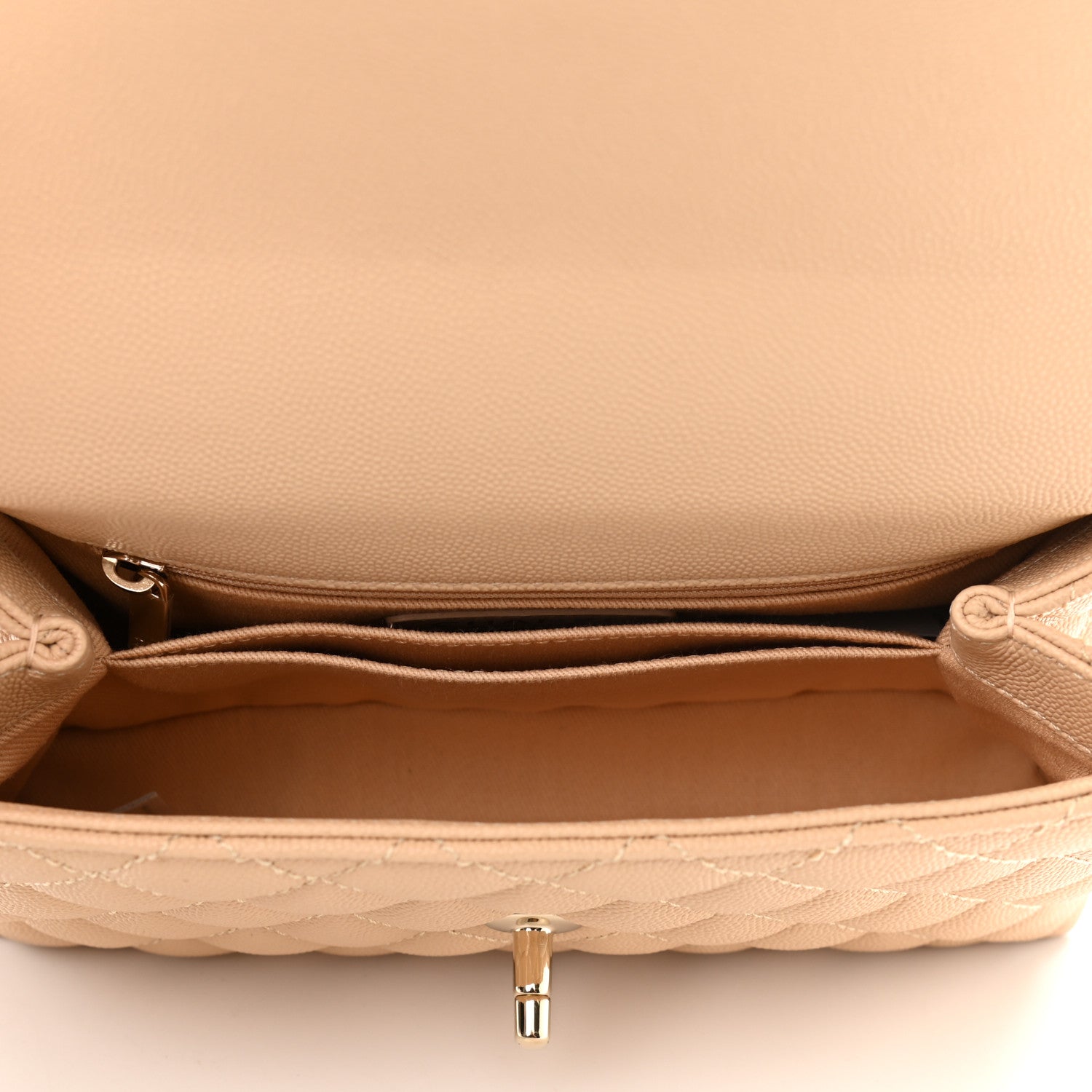 Chanel Caviar Lizard Embossed Quilted Mini Coco Handle Flap Beige 4 of 9