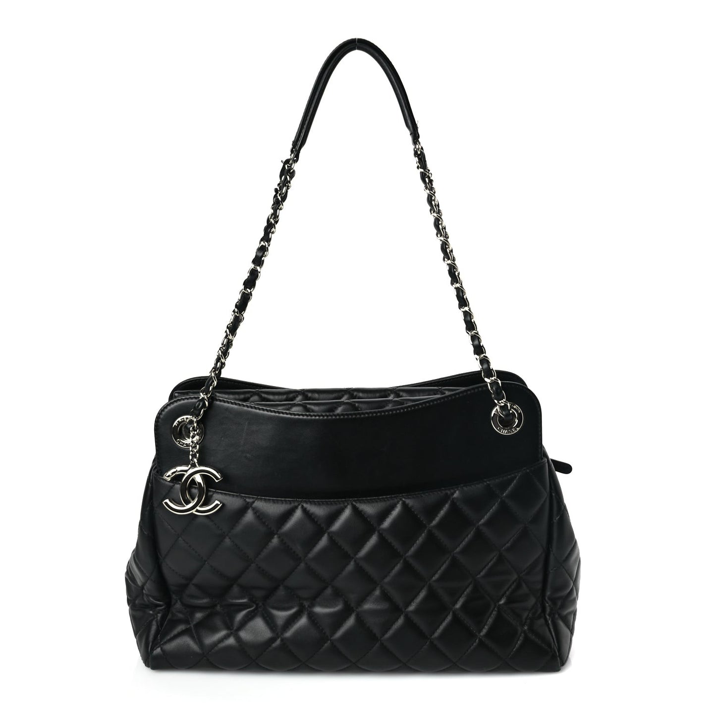 Lambskin Quilted  7 Tote Black