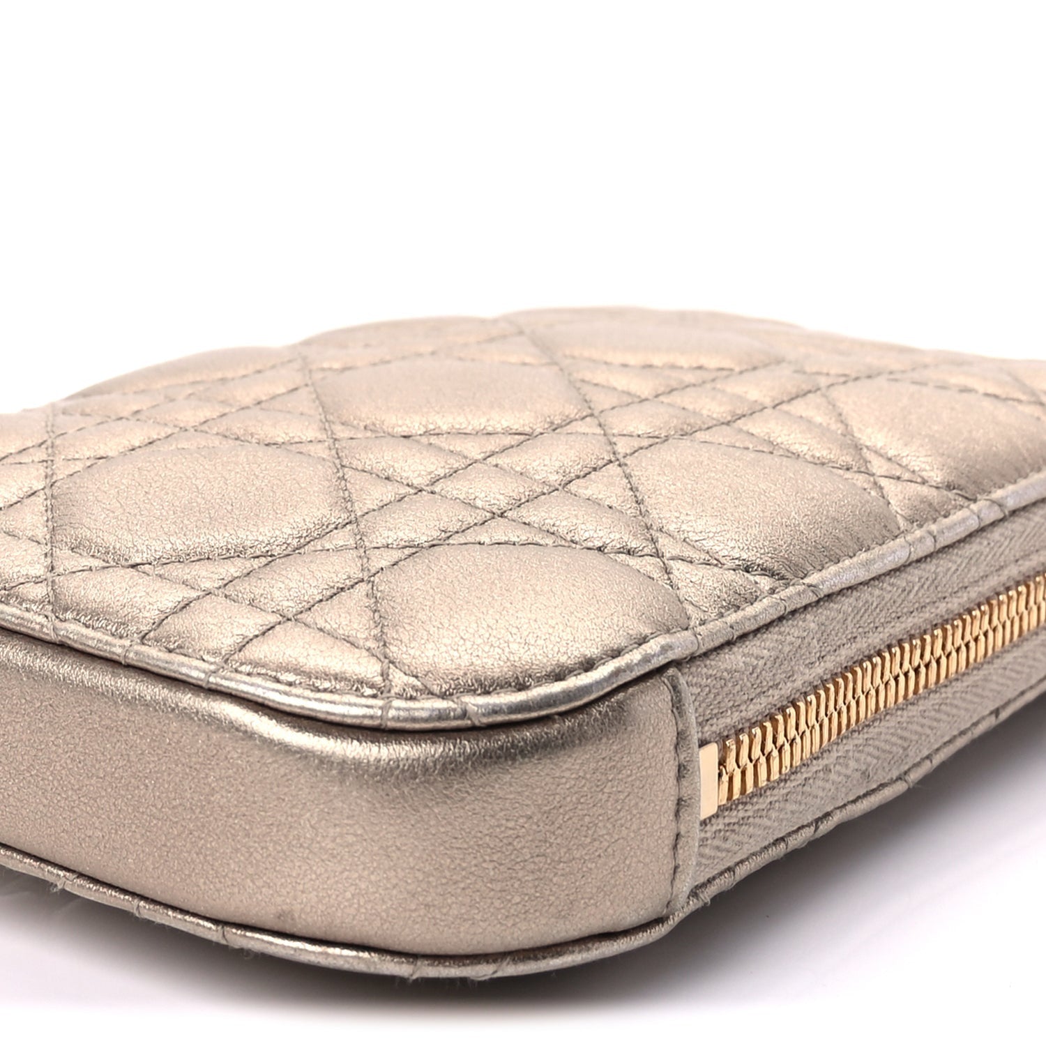Christian Dior Lambskin Cannage Lady Dior Phone Holder  Gold 7 of 8
