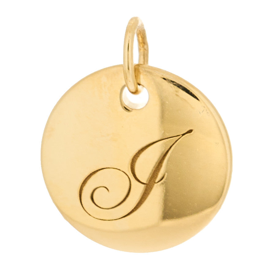 Tiffany 18K Yellow Gold Notes Letter J Disc Charm Pendant 1 of 4