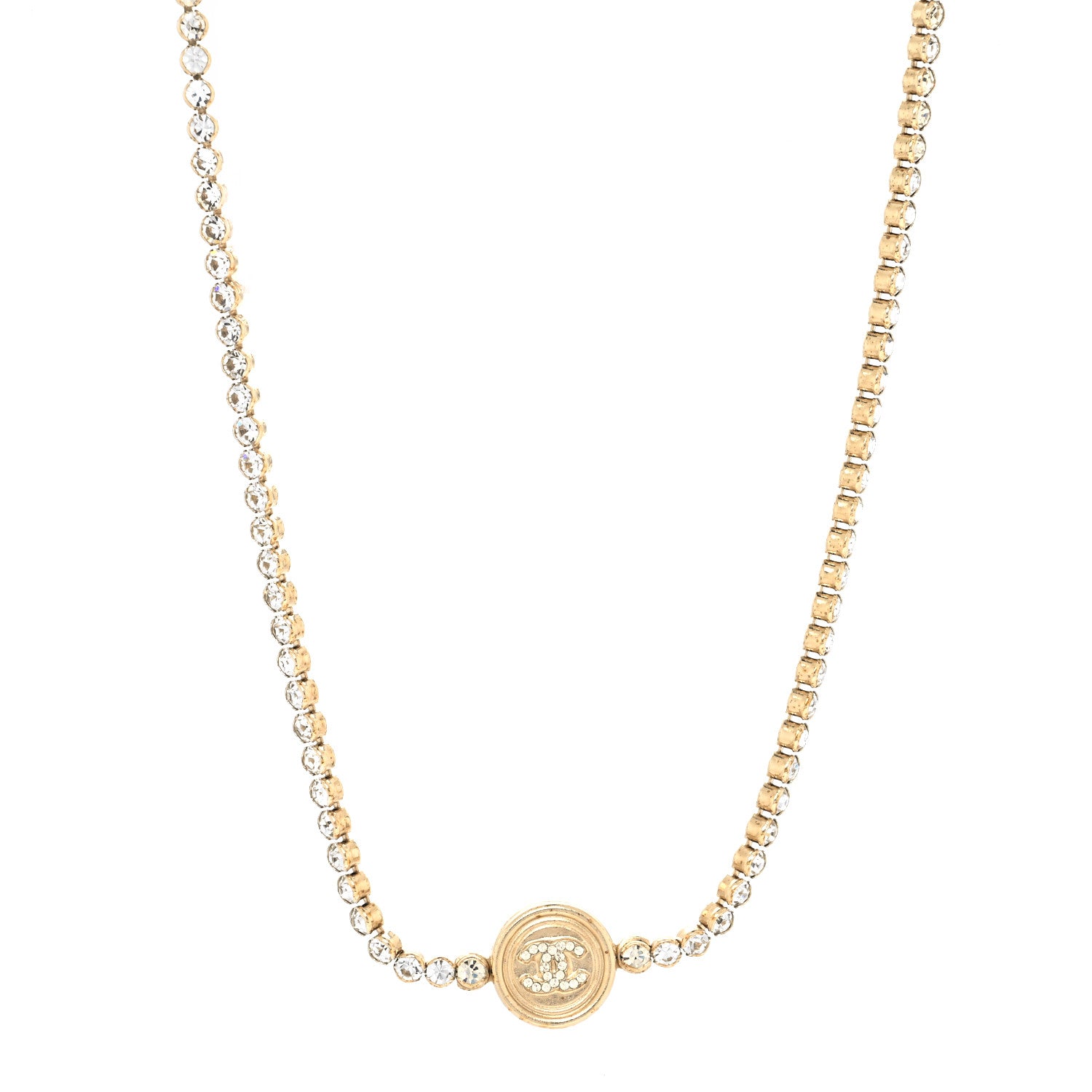 Chanel Crystal CC Choker Necklace Gold 1 of 5