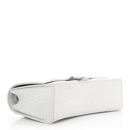 Balenciaga Shiny Calfskin Crocodile Embossed Small Hourglass Sling Shoulder Bag White 4 of 13