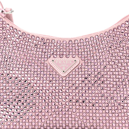 Prada Satin Crystal Mini Re-Edition 2000 Bag Alabastro 9 of 11