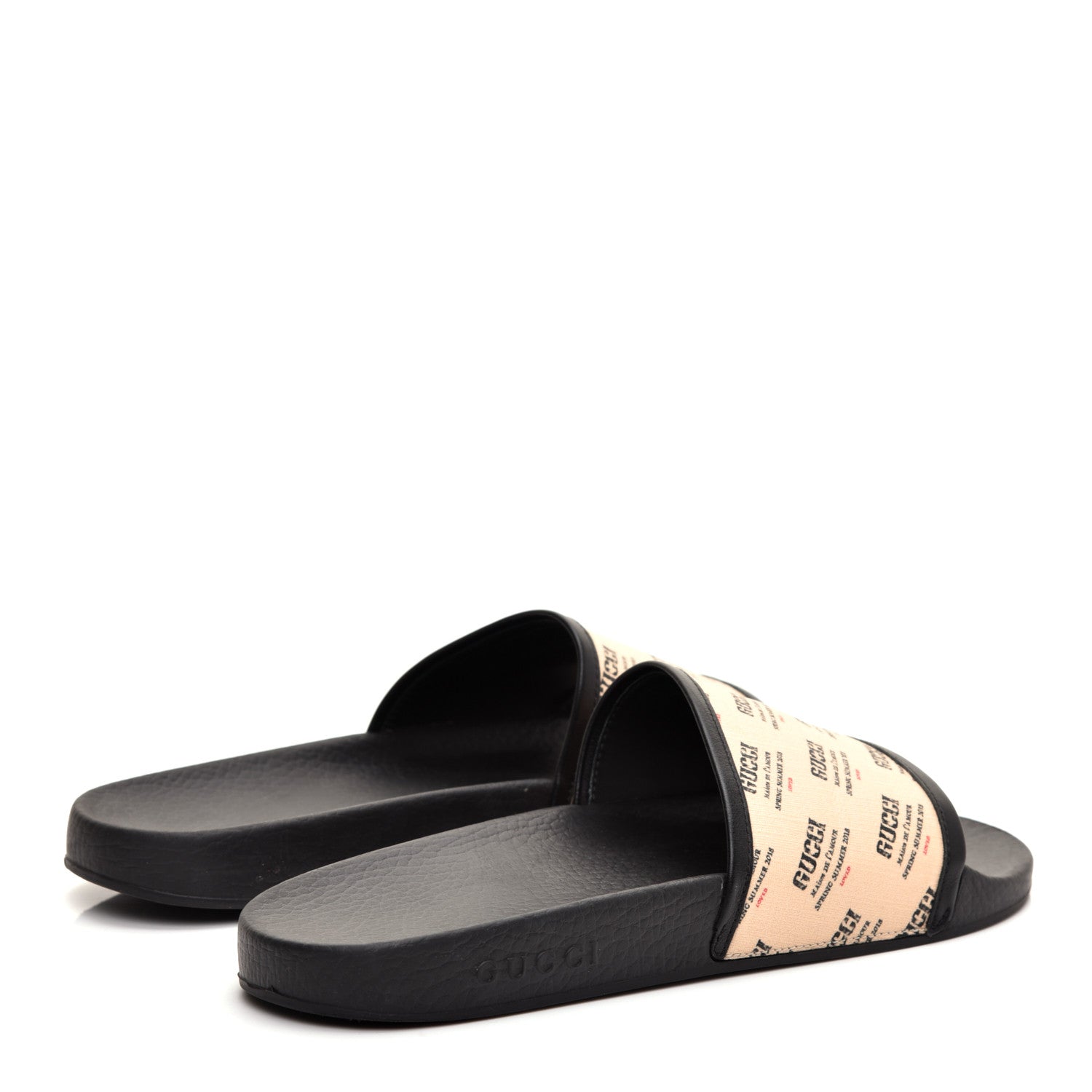 Gucci Supreme Canvas Stamp Print Pool Slide Sandals 42 Soy 4 of 9