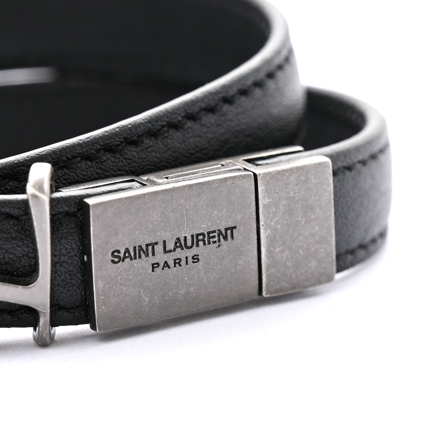 Saint Laurent Calfskin Opyum Double Wrap Bracelet Black 5 of 5