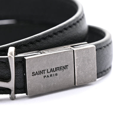 Saint Laurent Calfskin Opyum Double Wrap Bracelet Black 5 of 5