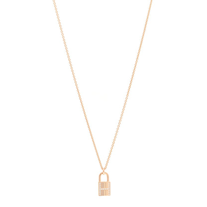 Hermes 18K Rose Gold Diamond Amulettes Cadenas Pendant Necklace 1 of 6