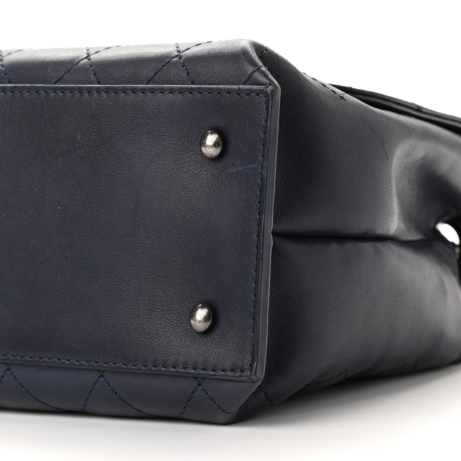 Chanel Calfskin Stitched Urban Luxury Top Handle Bag Navy 10 of 14