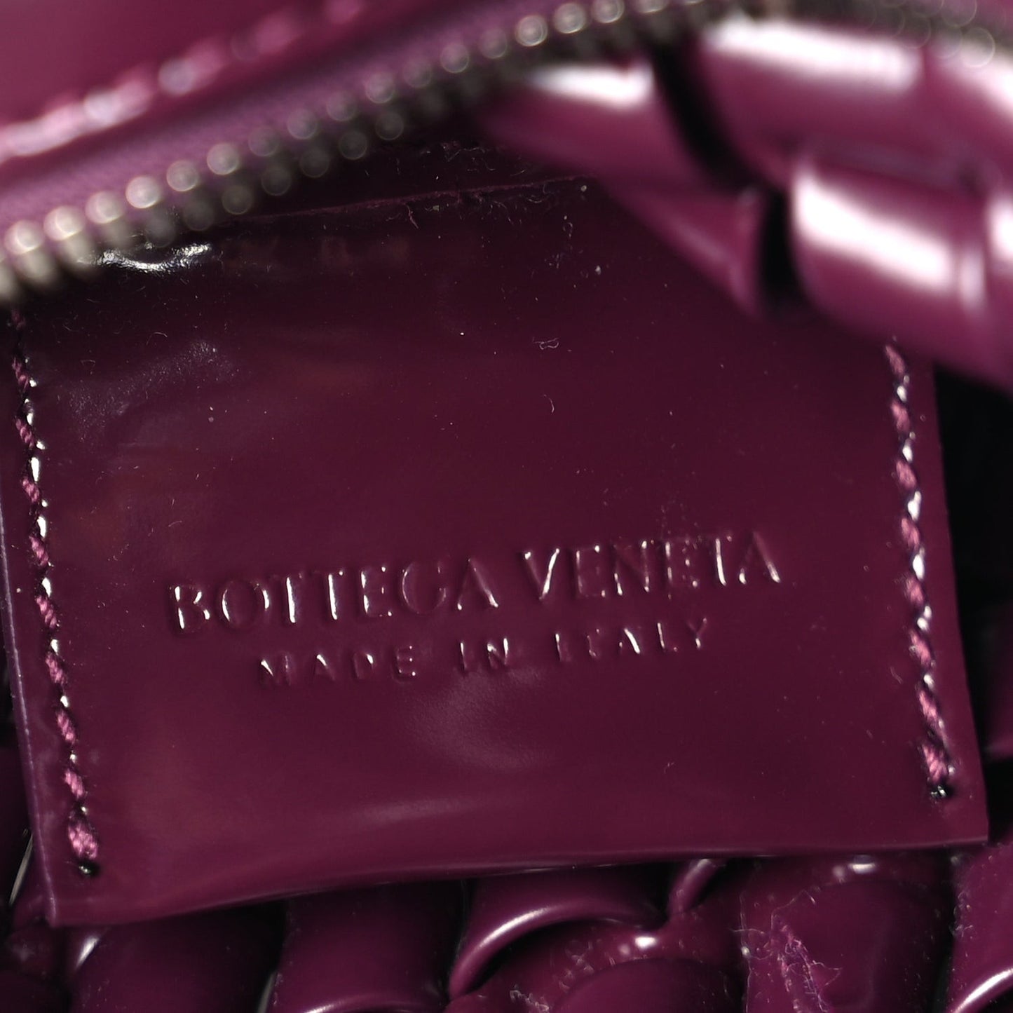 Patent Nappa Intrecciato Slanted Clutch  Purple