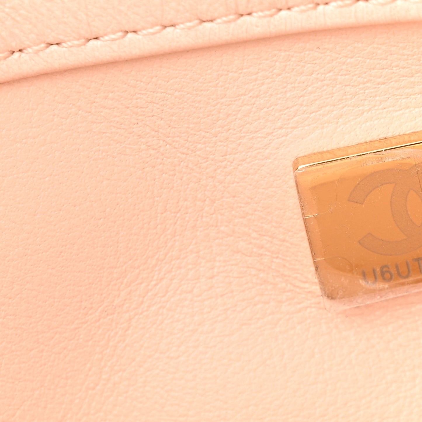 Lambskin Quilted Mini Rectangular Pearl Crush Flap Light Beige