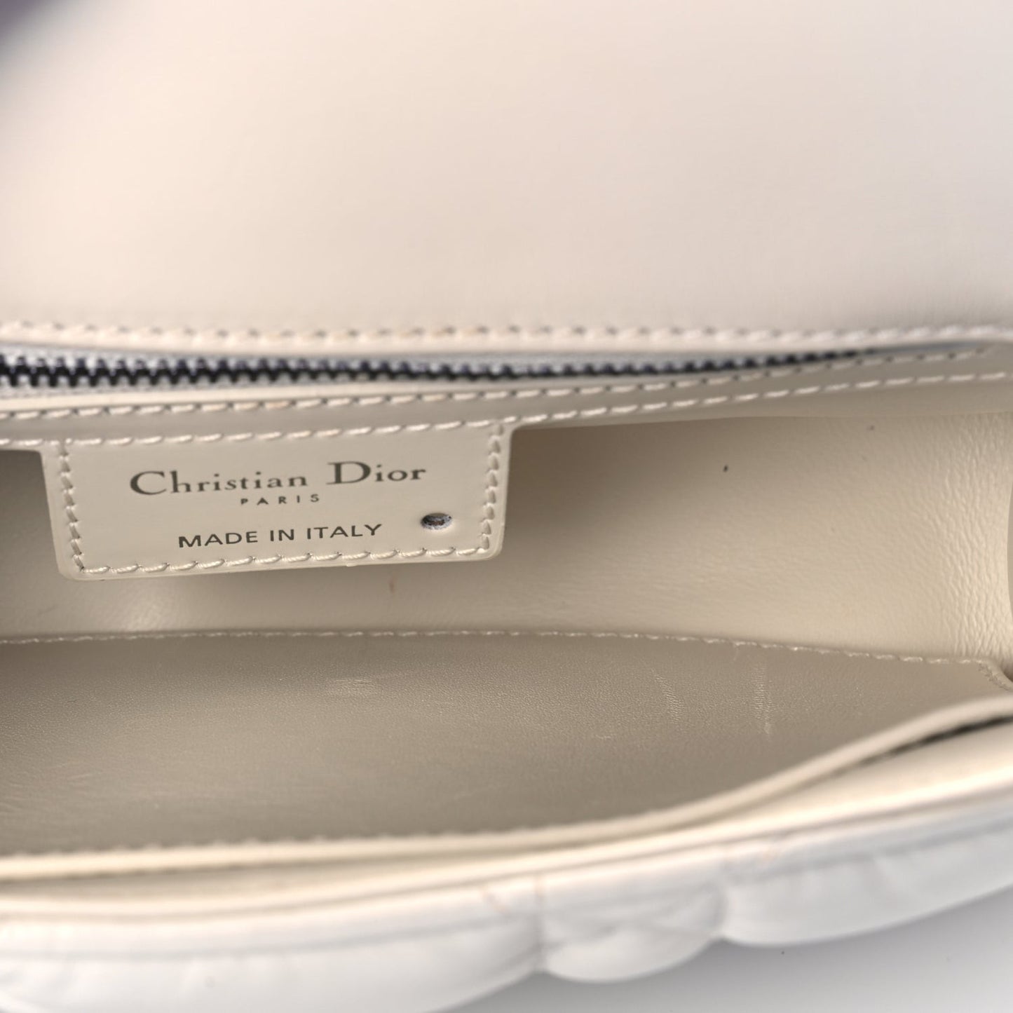 Calfskin Macrocannage Small Dior Caro Bag Ivory
