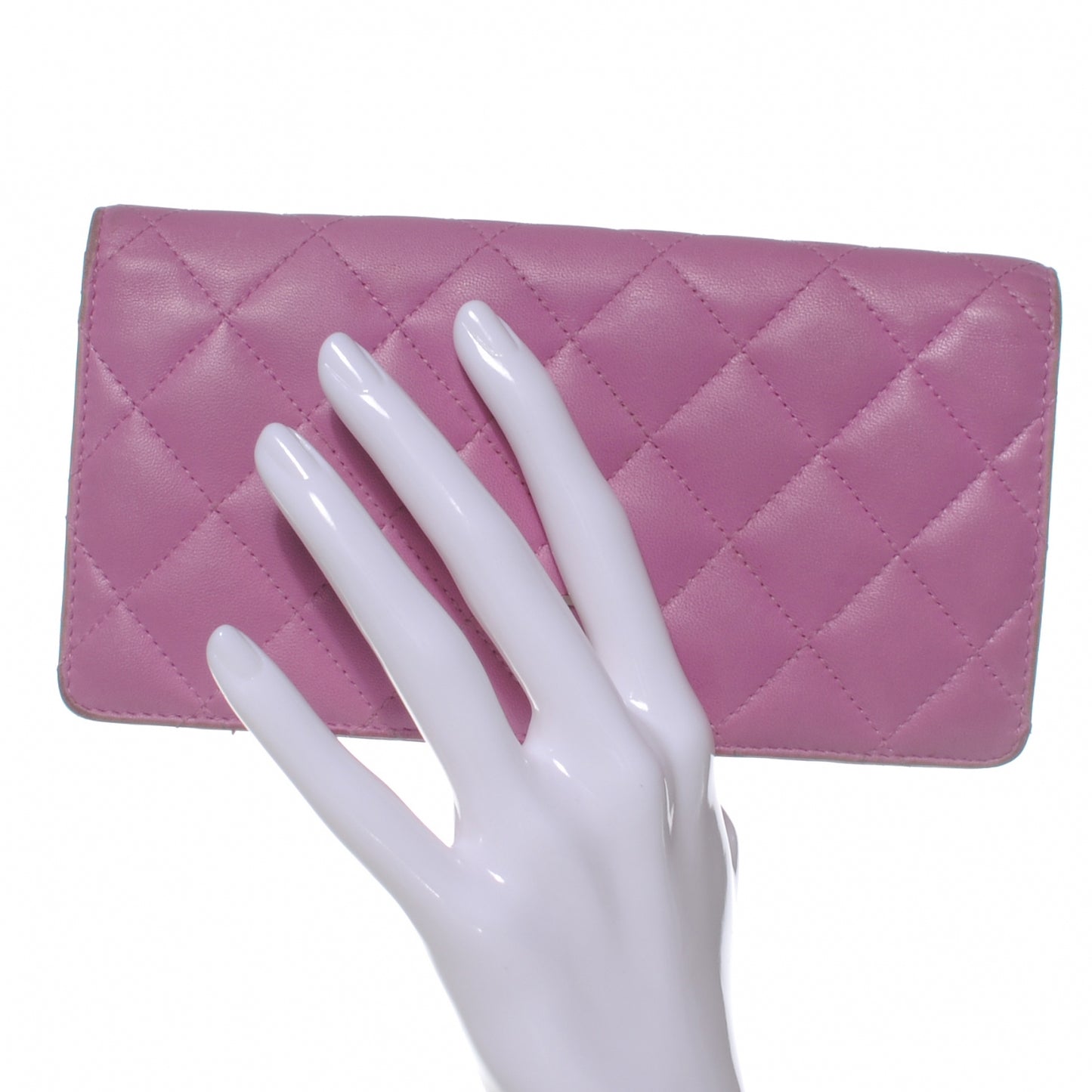 Lambskin Quilted Yen Wallet Violet