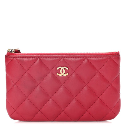 Chanel Lambskin Quilted Small Cosmetic Case Dark Pink 1 of 15