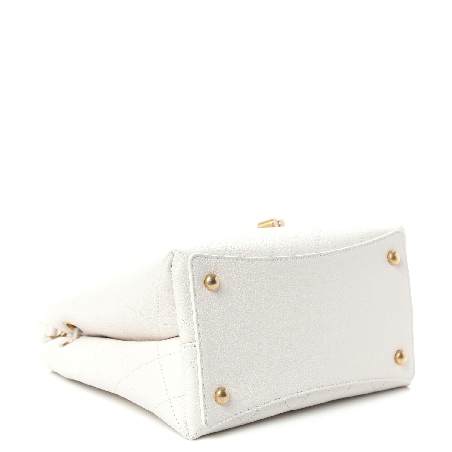 Chanel Grained Calfskin Stitched Small Drawstring Bag White 4 of 10