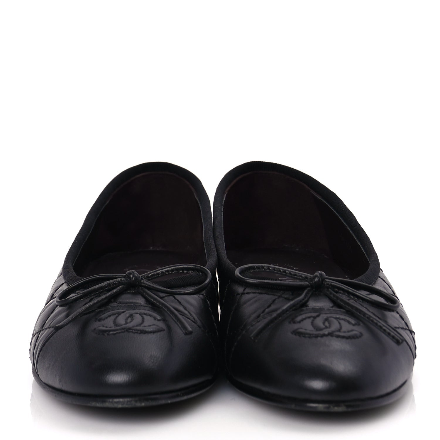 Chanel Aged Calfskin Quilted CC Cap Toe Ballerina Flats 36 Black 4 of 9