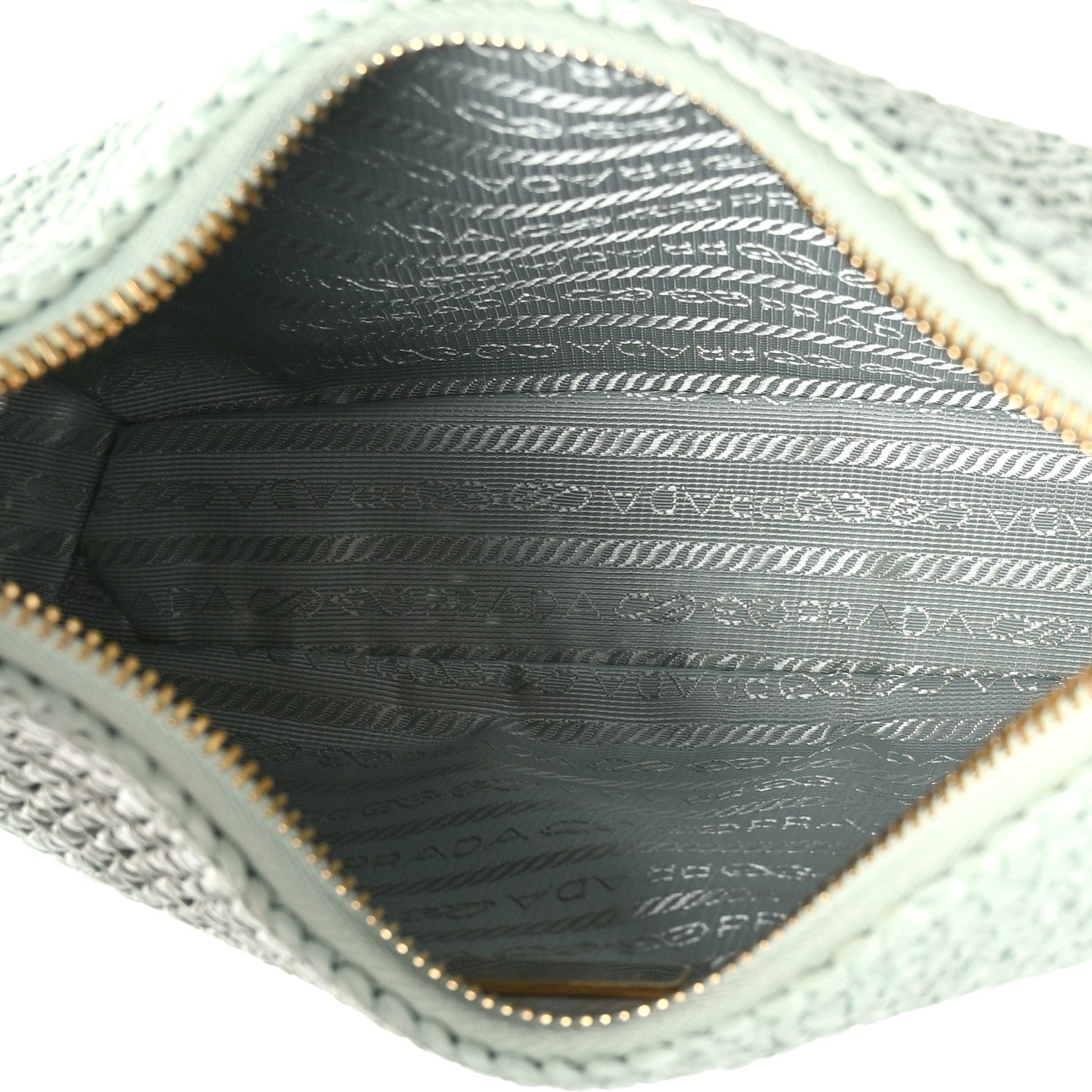 Prada Yarn Raffia Effect Crochet Re-Edition 2005 Shoulder Bag Acqua 6 of 13