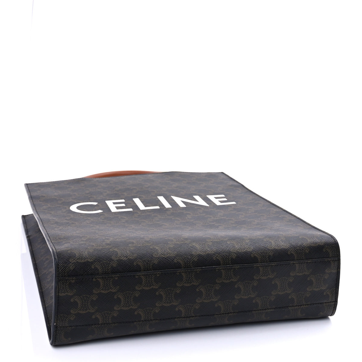 Triomphe Canvas Calfskin Small Vertical Cabas Tan